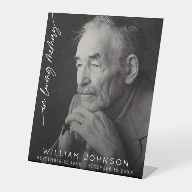 In Loving Memory Remembrance Photo Funeral  Pedestal Sign (Front)