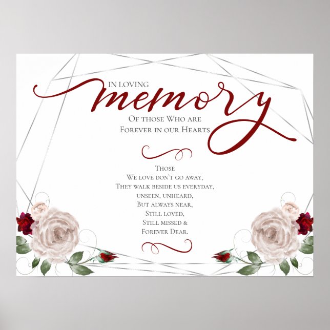 In Loving Memory Remembrance Prayer Wedding Sign (Front)