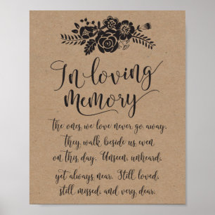 In Loving Memory Remembrance Wedding Ceremony Sign