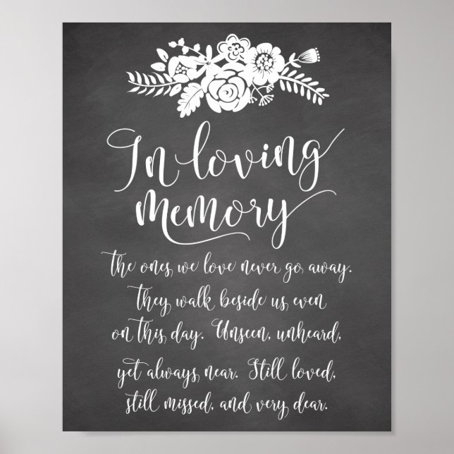 In Loving Memory Remembrance Wedding Ceremony Sign (Front)