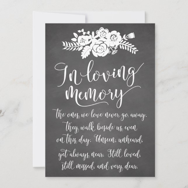 In Loving Memory Remembrance Wedding Ceremony Sign (Front)