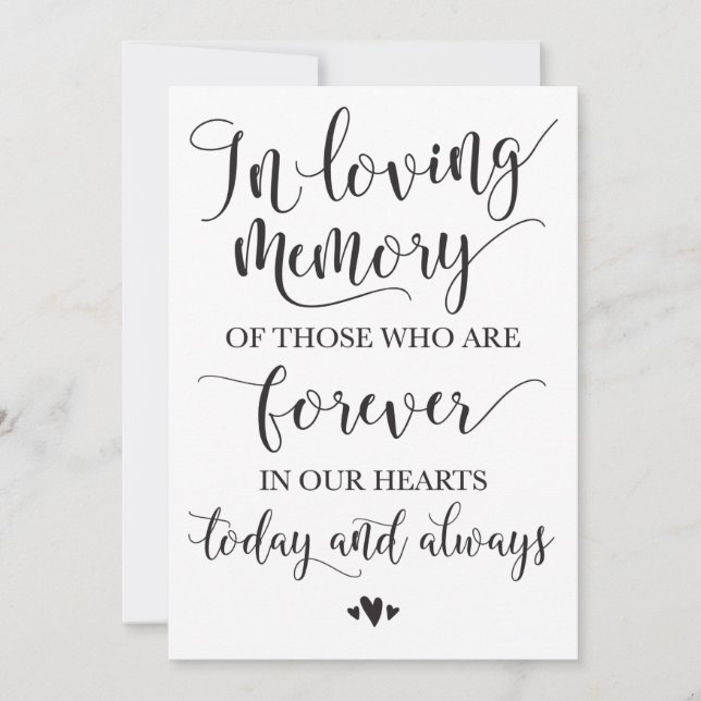 In Loving Memory Remembrance Wedding Ceremony Sign (Front)