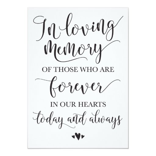 Image of In Loving Memory Remembrance Wedding Ceremony Sign Invitation
