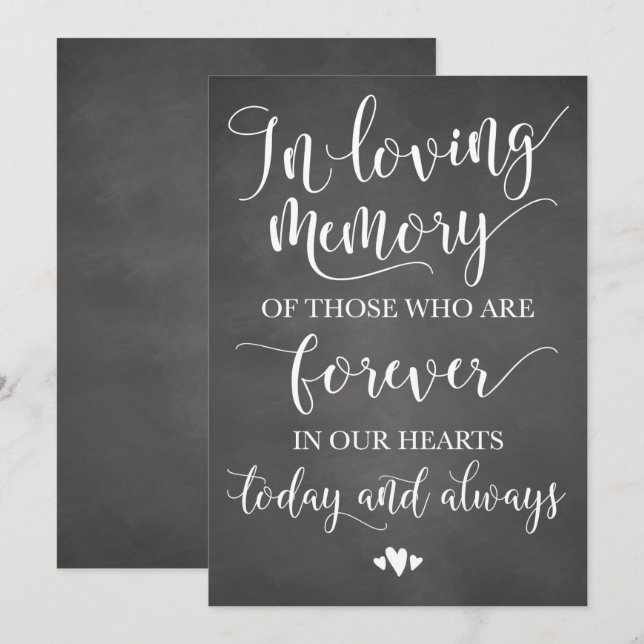 In Loving Memory Remembrance Wedding Ceremony Sign Invitation (Front/Back)
