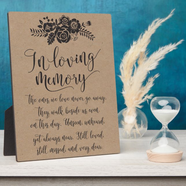 In Loving Memory Remembrance Wedding Ceremony Sign Plaque (Side)