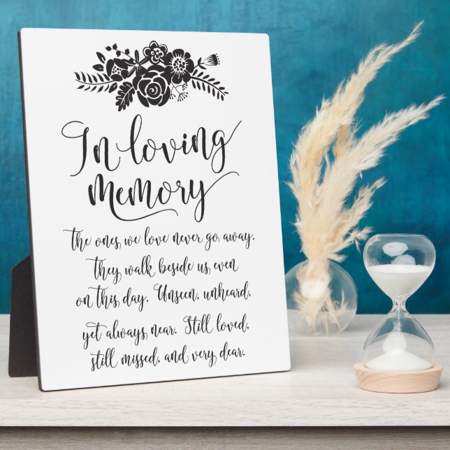 In Loving Memory Remembrance Wedding Ceremony Sign Plaque (Side)
