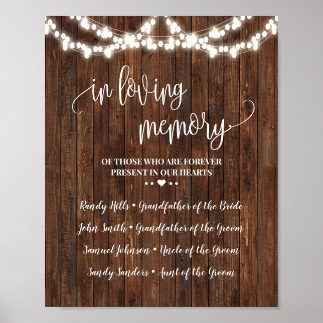 In Loving Memory Remembrance Western Wedding Poster (Front)