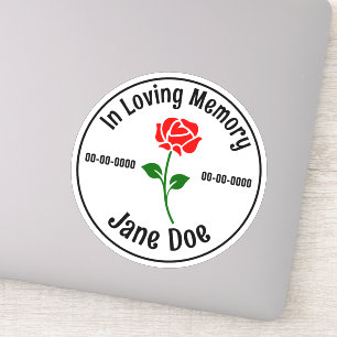 In Loving Memory Rose Custom Cut Vinyl Sticker