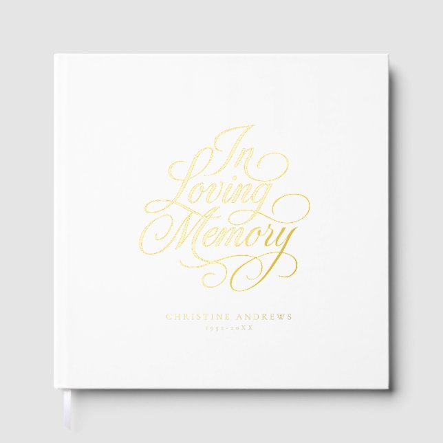 "In Loving Memory" Script Font Keepsake Funeral  Guest Book (Front)