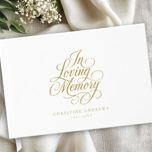 "In Loving Memory" Script Font Keepsake Funeral Guest Book