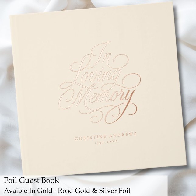"In Loving Memory" Script Font Keepsake Funeral  Guest Book ("In Loving Memory" Script Font Keepsake Funeral Foil Guest Book)