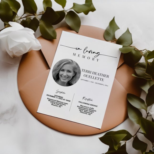 In Loving Memory Script Funeral Memorial Service Invitation (Creator Uploaded)