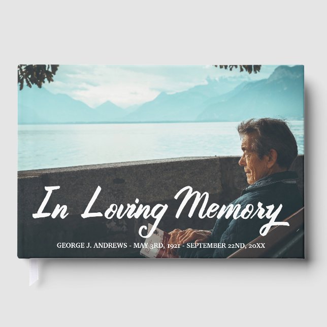 In Loving Memory Script Overlay - Add Photo & Name Guest Book (Front)