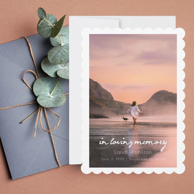 In Loving Memory Script Photo Funeral Program Invitation (Creator Uploaded)