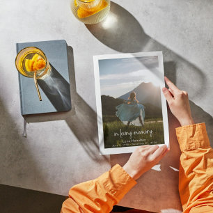 In Loving Memory Script Photo Funeral Program Invitation