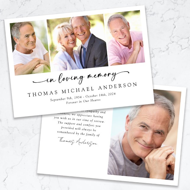 In Loving Memory Script Photo Funeral Sympathy Thank You Card (Creator Uploaded)