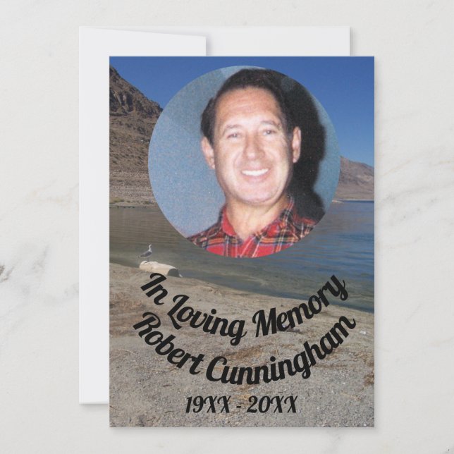 In Loving Memory Seagull Lake Mountains Photo Card (Front)