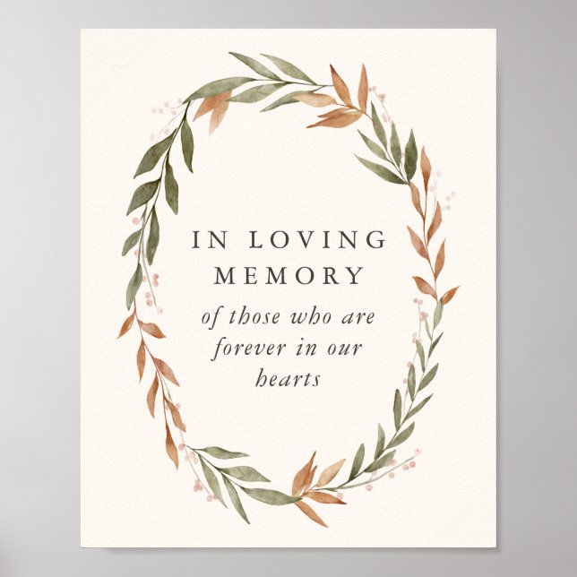 In Loving Memory Sign Elegant Fall Wreath Wedding (Front)