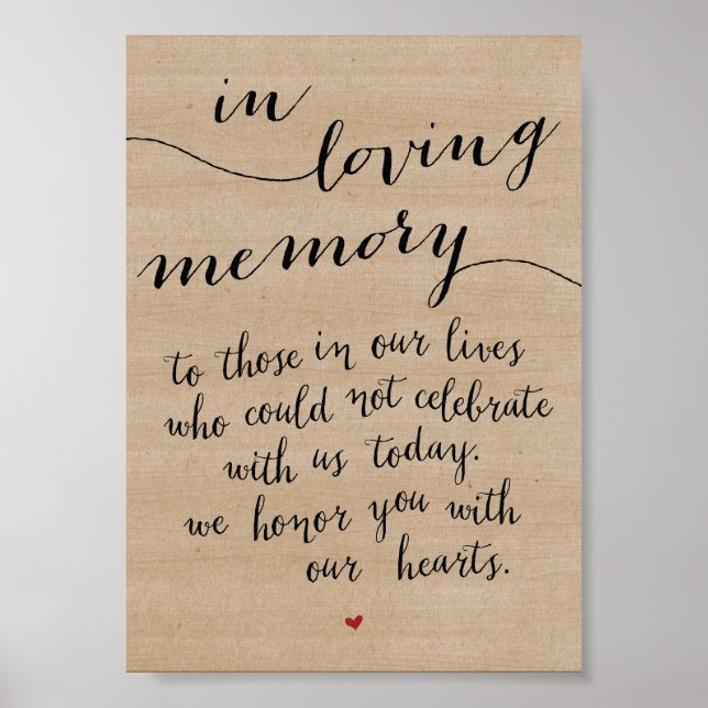 In loving memory sign - Funeral memorial sign (Front)