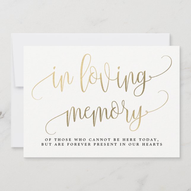 In Loving Memory Sign - Lovely Calligraphy Invitation (Front)