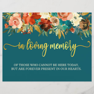 In Loving Memory Sign - Teal & Orange Wedding