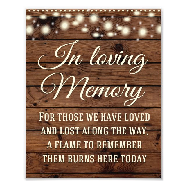 In Loving Memory Sign, Wedding Decor, Wedding Sign (Front)