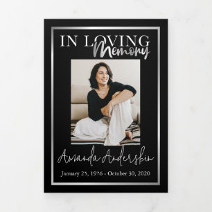 In Loving Memory Silver Frame Black Tri-Fold Programme