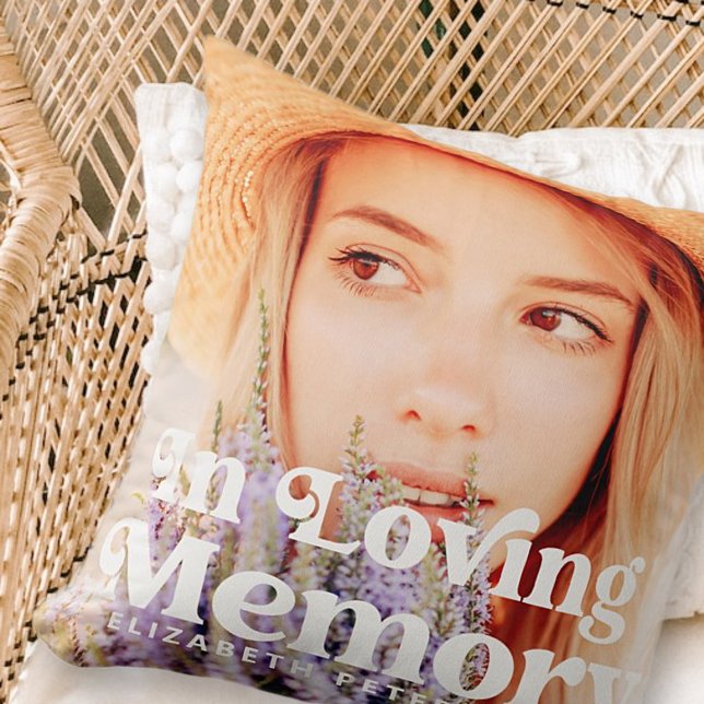 In Loving Memory Simple Custom Photo Memorial Cushion (Creator Uploaded)