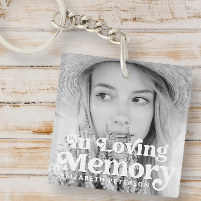 In Loving Memory Simple Custom Photo Memorial Key Ring (Creator Uploaded)