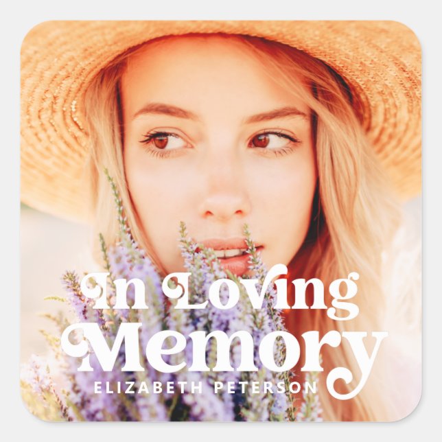 In Loving Memory Simple Custom Photo Memorial Square Sticker (Front)
