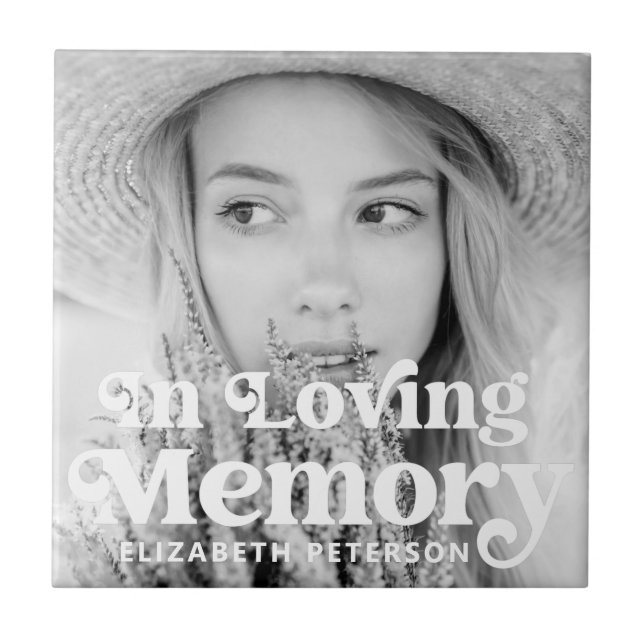 In Loving Memory Simple Custom Photo Memorial Tile (Front)