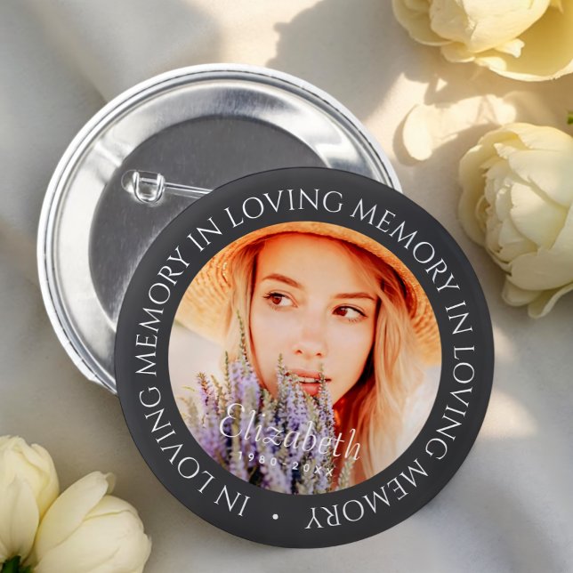 In Loving Memory Simple Modern Custom Photo 6 Cm Round Badge (Creator Uploaded)