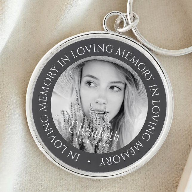 In Loving Memory Simple Modern Custom Photo Key Ring (Creator Uploaded)