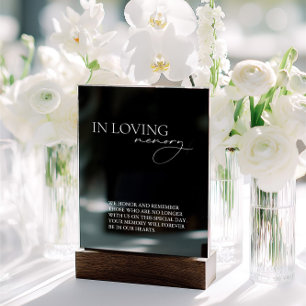 In Loving Memory Simple Wedding Black Acrylic Sign