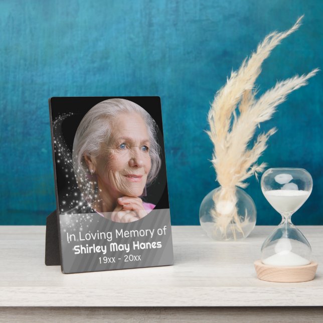 In Loving Memory Stardust Memorial Oval Photo Plaque (Side)