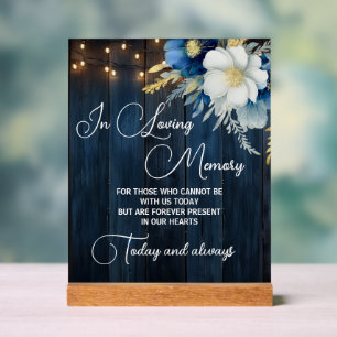 In Loving Memory String Light Floral Memorial Acrylic Sign