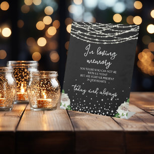 In Loving Memory String Lights Black Memorial Sign