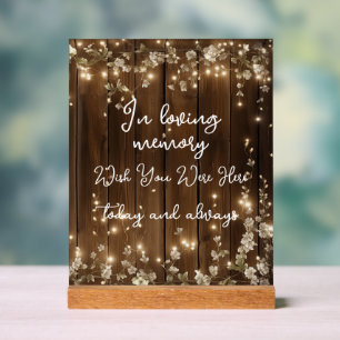 In Loving Memory String Lights Wood Memorial  Acrylic Sign