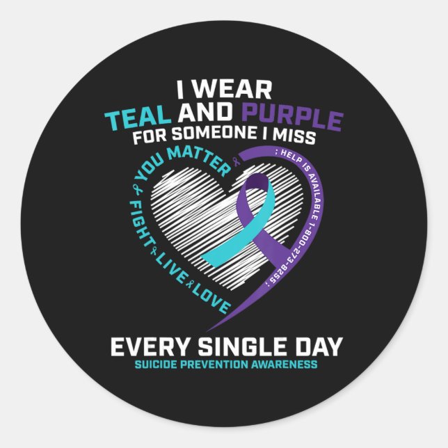 In Loving Memory   Suicide Prevention Awareness  Classic Round Sticker (Front)