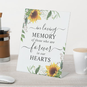 In Loving Memory Sunflower Floral  Pedestal Sign