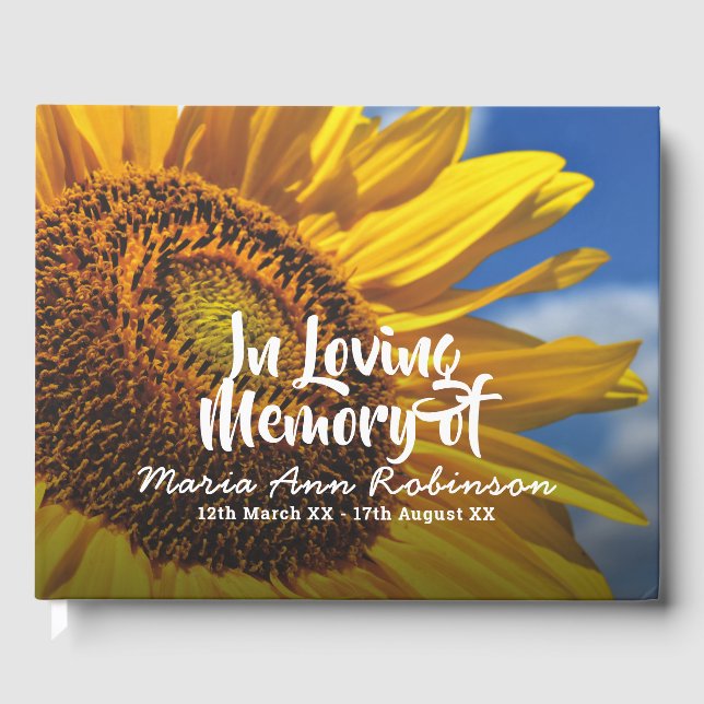 In Loving Memory | Sunflower Funeral Memorial Guest Book (Front)