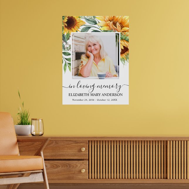 In Loving Memory Sunflower Photo Poster (Living Room 2)