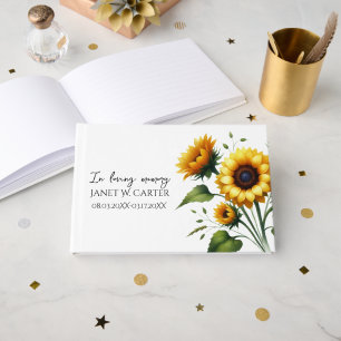 In Loving Memory Sunflowers Floral Funeral Guest Book