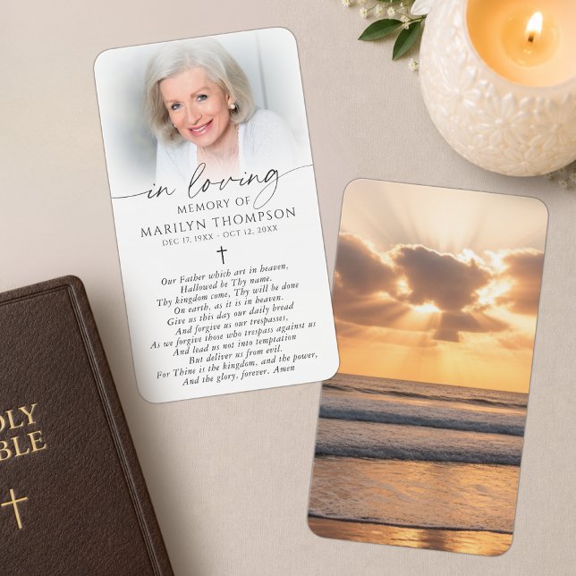 In Loving Memory Sunset Cross Funeral Prayer Card (Creator Uploaded)