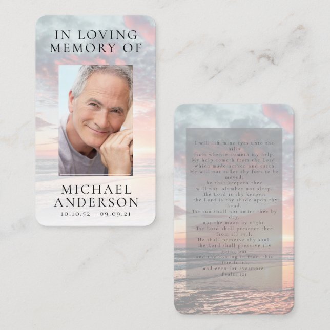 In Loving Memory Sunset Memorial Prayer Card (Front/Back)