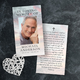 In Loving Memory Sunset Memorial Prayer Card