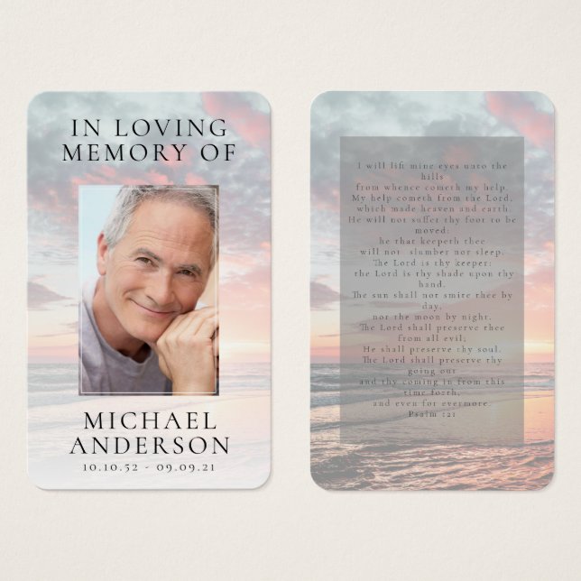 In Loving Memory Sunset Memorial Prayer Card (Front & Back)
