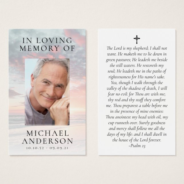 In Loving Memory Sunset Memorial Prayer Card (Front & Back)
