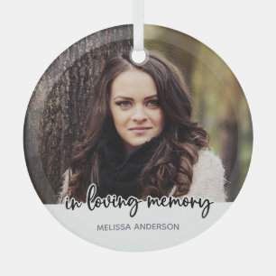 In Loving Memory Sympathy Keepsake Memorial Photo Glass Tree Decoration