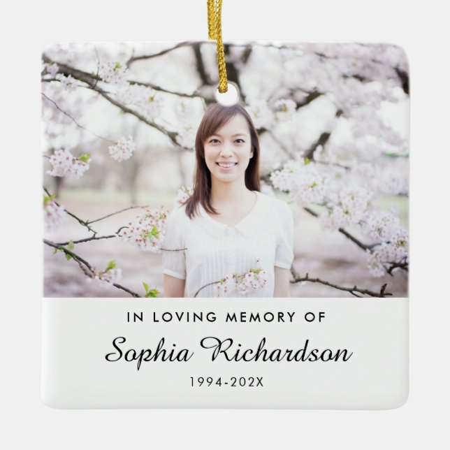 In Loving Memory | Sympathy Memorial Photo Ceramic Ornament (Front)